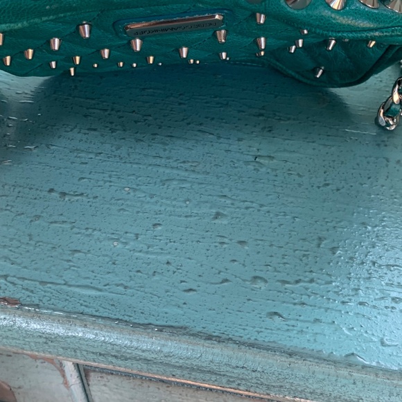 Rebecca Minkoff Spike Studded Peacock Mini Crossbody “Like New” - Picture 6 of 12